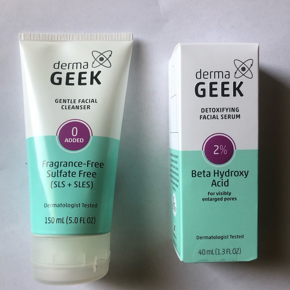 derma GEEK Gentle Facial Cleanser and Detoxifying Facial Serum Beta Hydroxy Acid